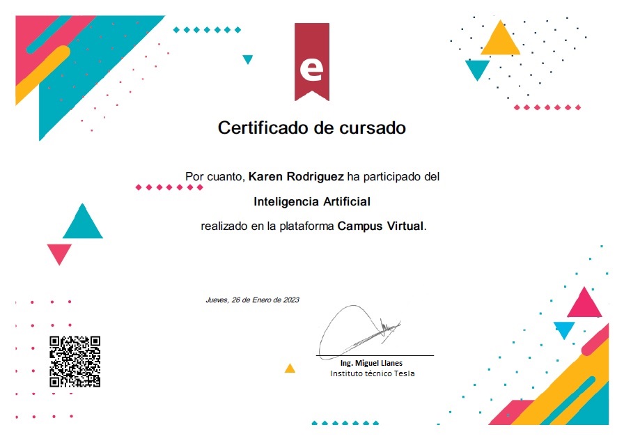 Captura de un certificado legítimo emitido desde una Plataforma Educativa.