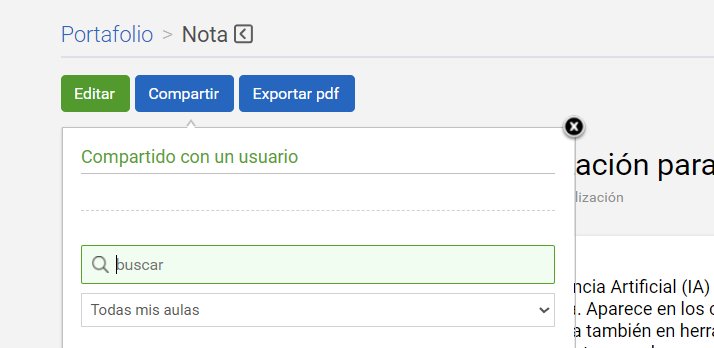 Panel para compartir una nota