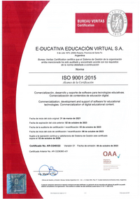 Certificado ISO 9001:2015 — E-Ducativa Educación Virtual